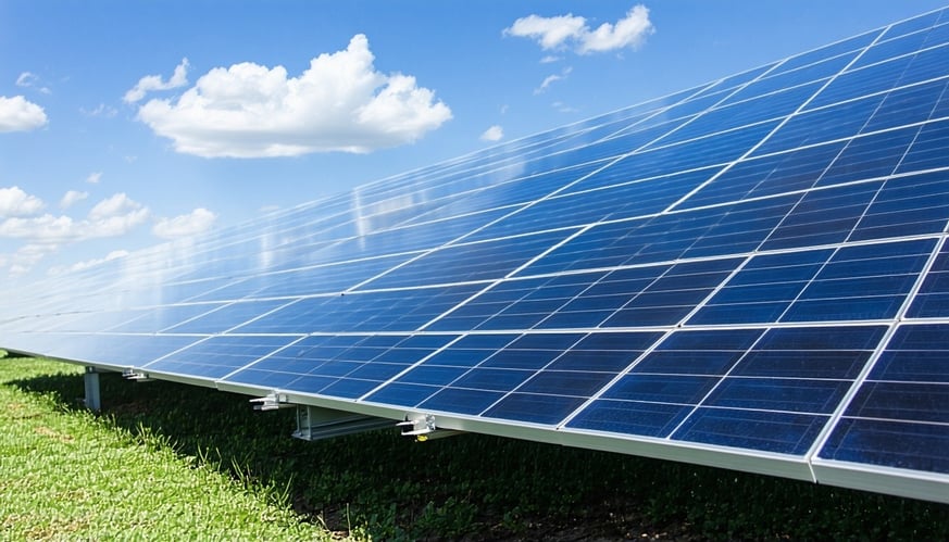 Sistema de energía solar en funcionamiento con medidor de energía visible.